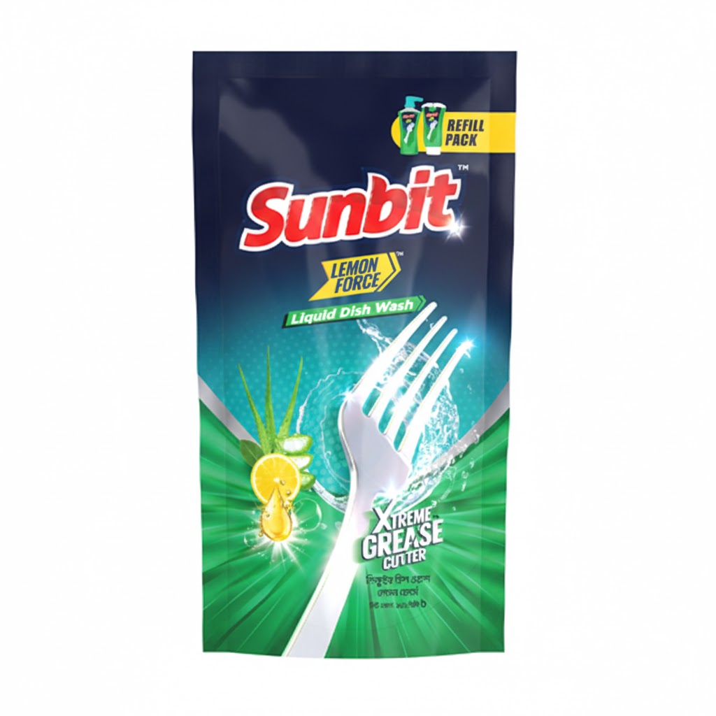 Sunbit Lemon Force Liquid Dishwash Refill Pack Sunbit Lemon Force Liquid Dishwash Refill Pack 250ml - Image 1