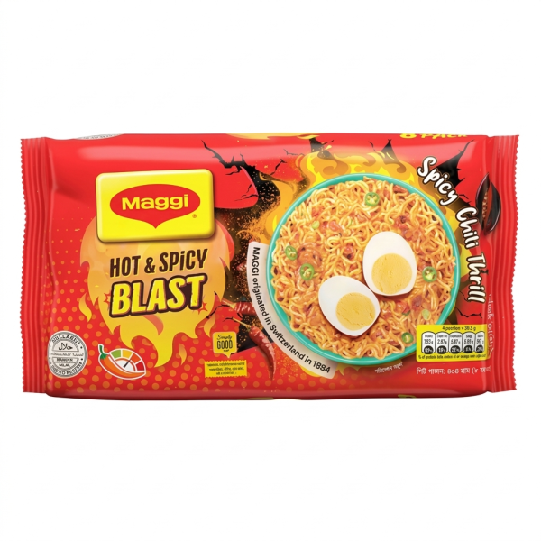 Maggi Hot And Spicy Blast Noodles 8 Packs 404gm