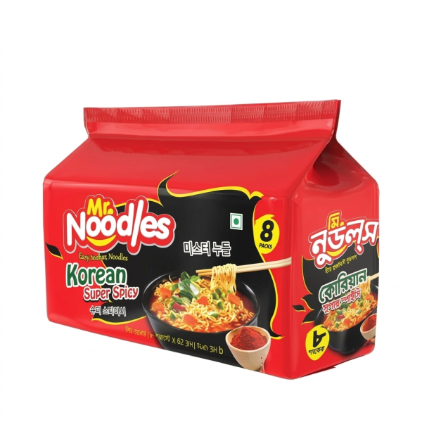 Mr. Noodles Korean Super Spicy 8 pack 496gm