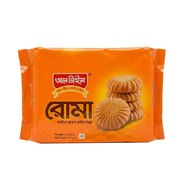 All Time Roma Vanilla Flavored Cookies Biscuit 250gm